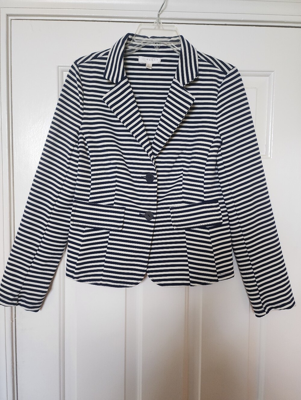 Kenar Navy and White Striped Blazer
